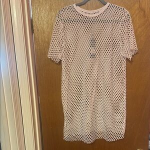 Fashion Nova Pink Mesh Swim Coverup